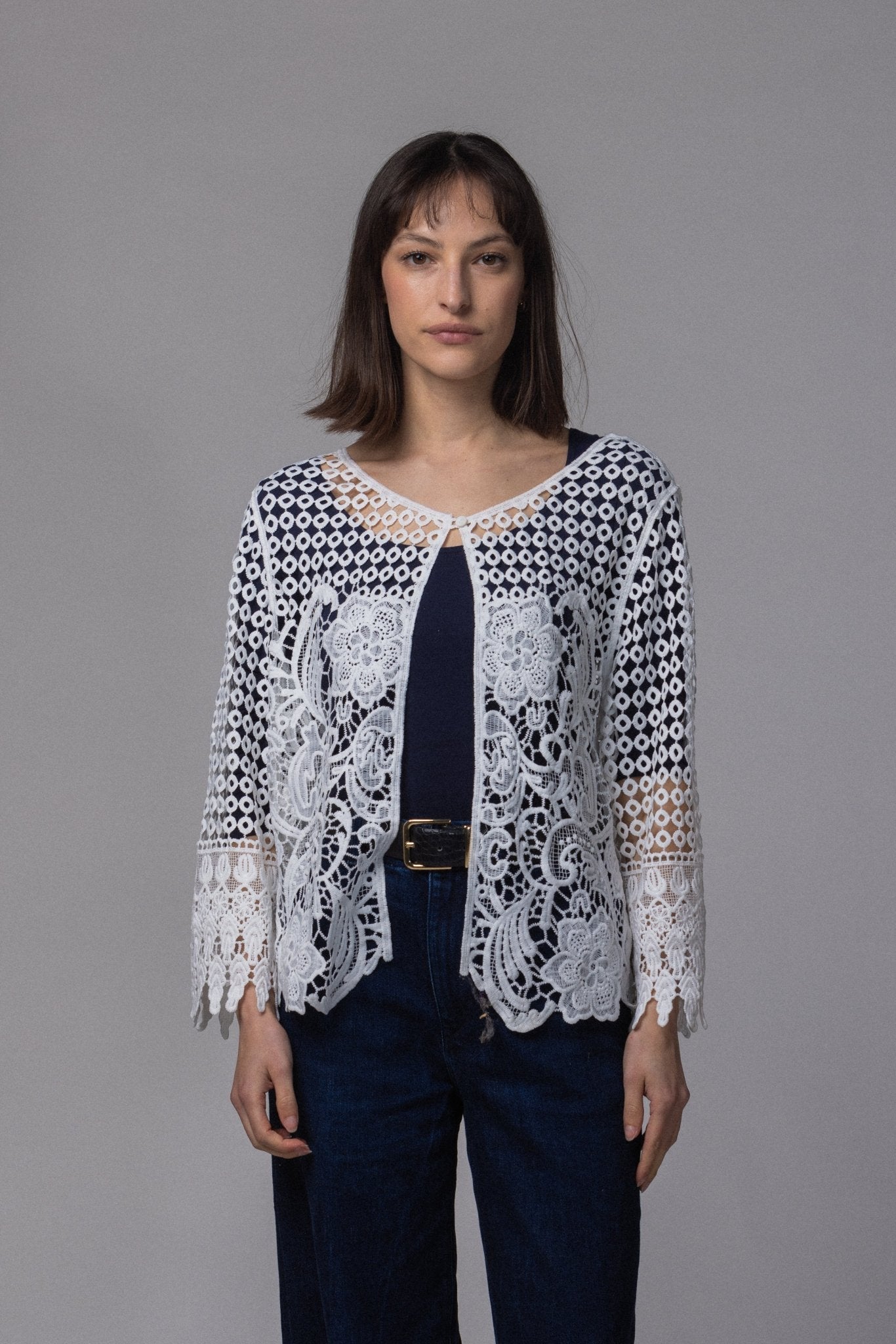 Dentelle blanc gilet - La Doudounerie