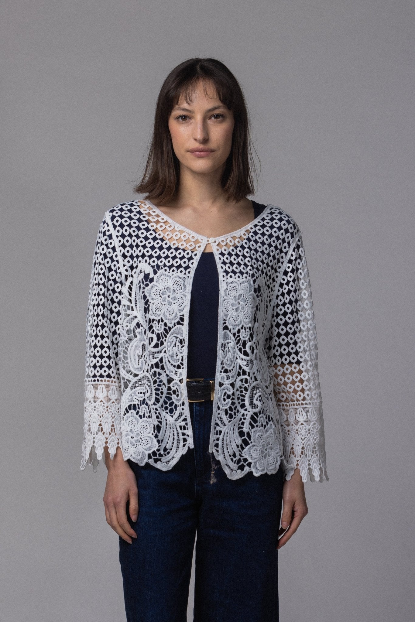 Dentelle blanc gilet - La Doudounerie