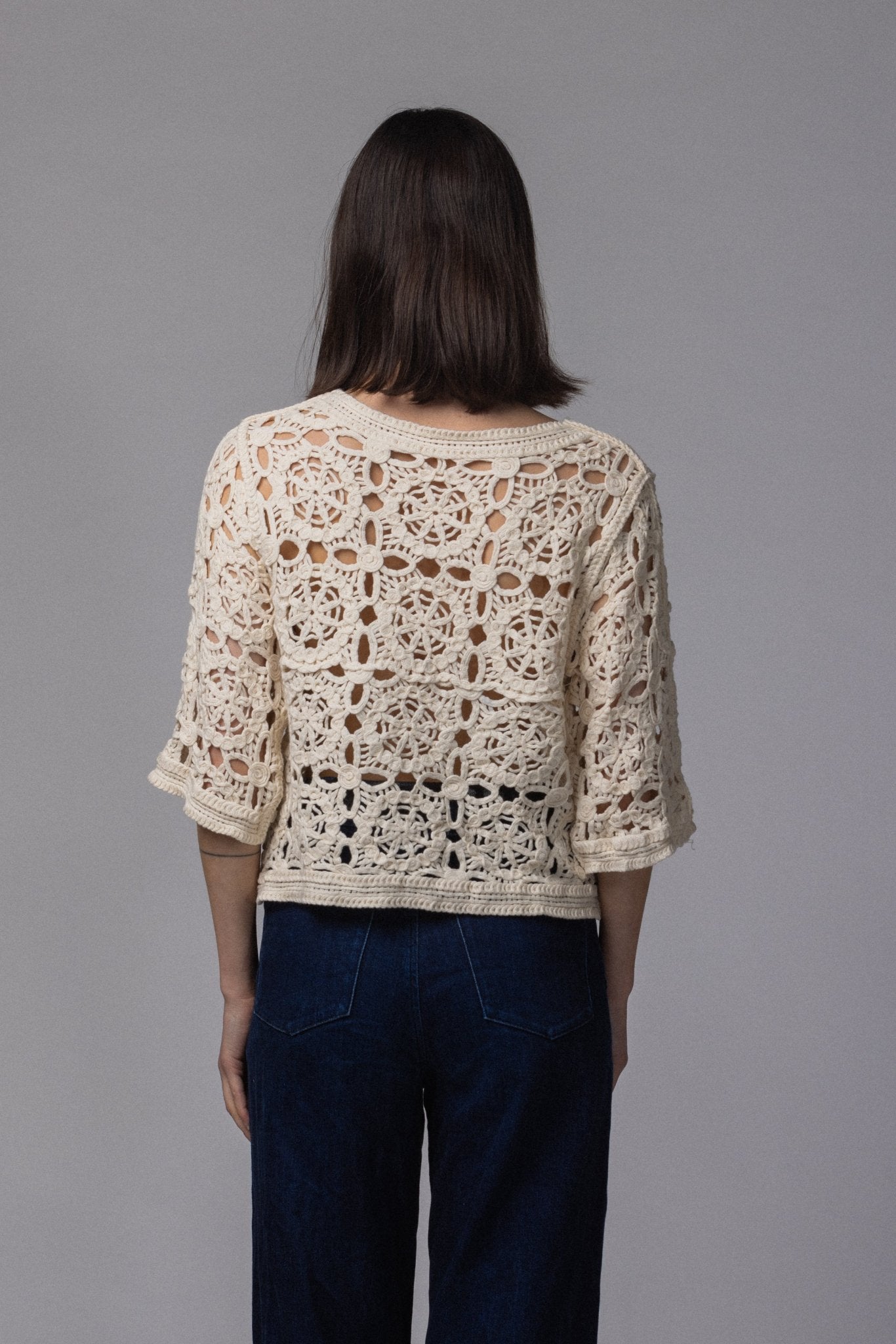 Haut Dentelle Crop fleur - La Doudounerie