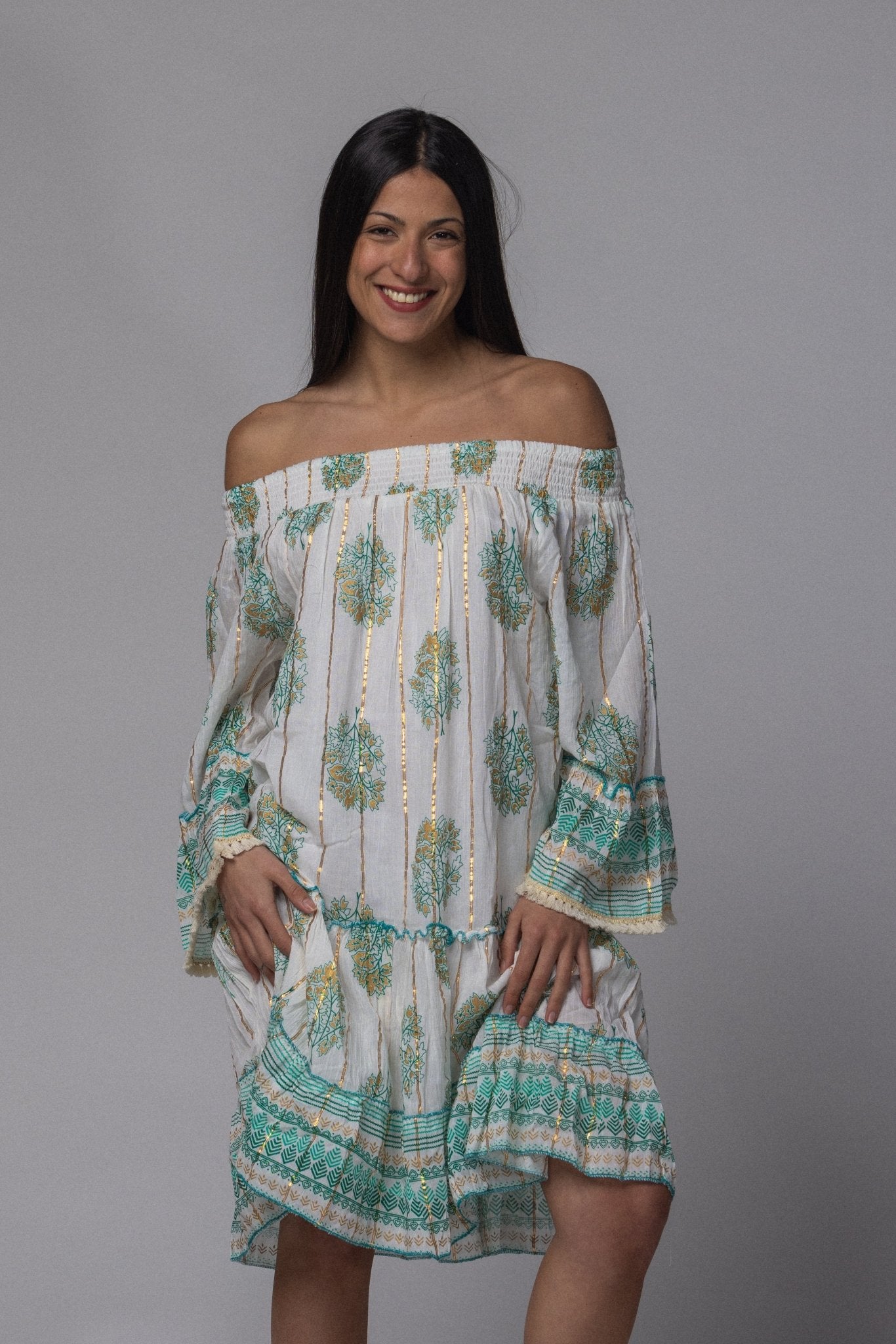Robe courte été col élastique - La Doudounerie