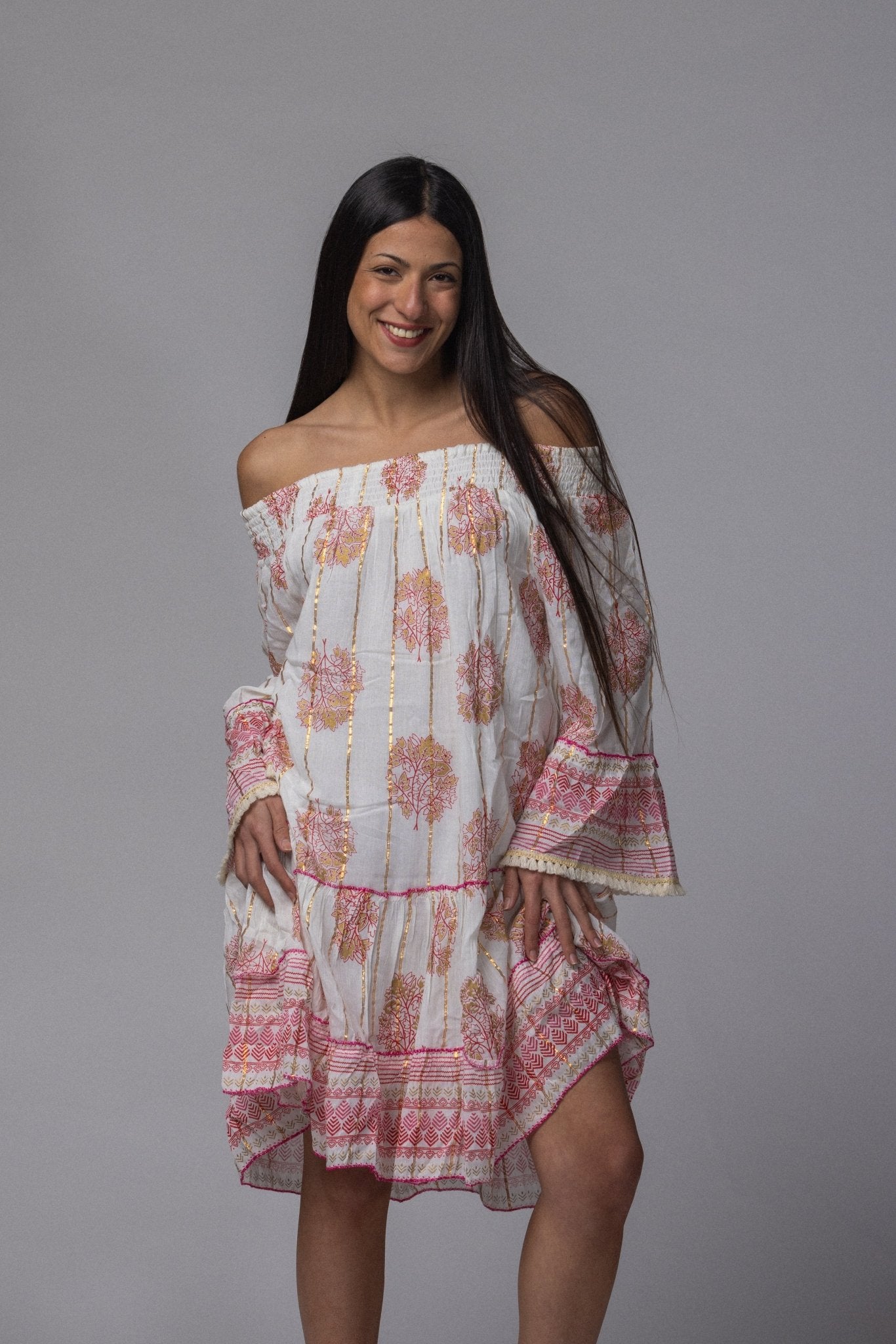 Robe courte été col élastique - La Doudounerie