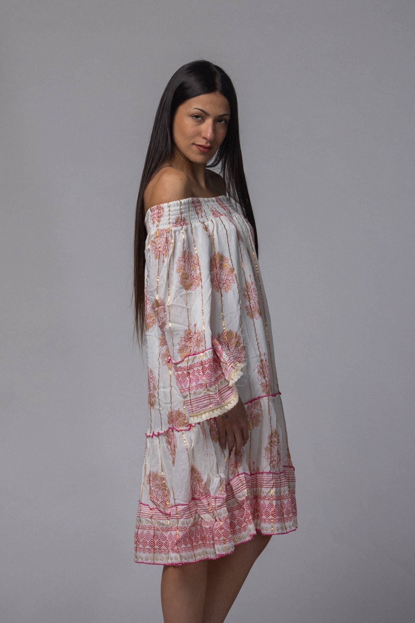 Robe courte été col élastique - La Doudounerie