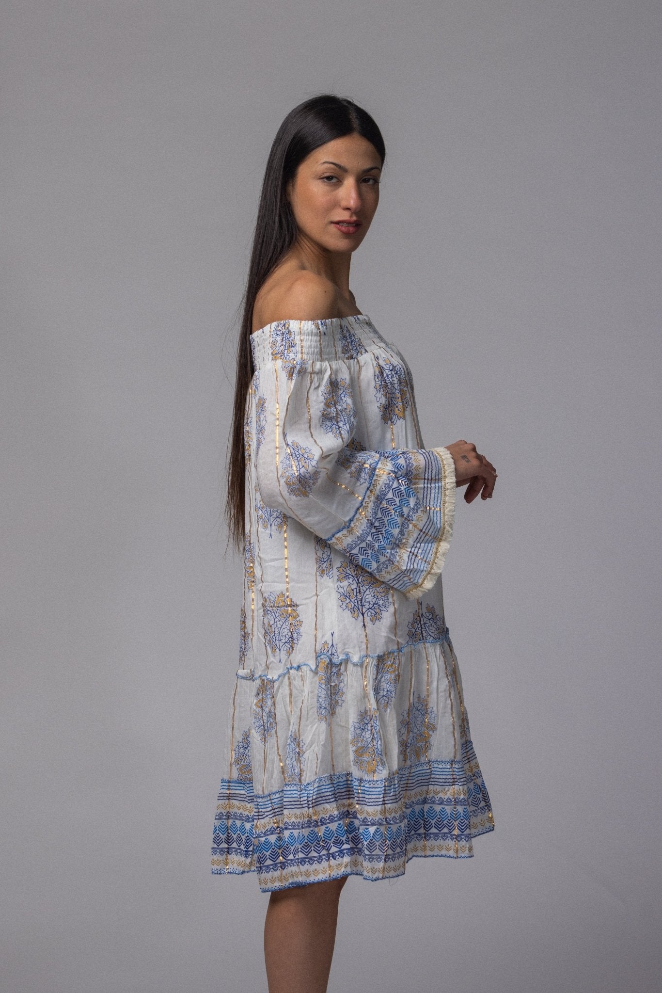Robe courte été col élastique - La Doudounerie