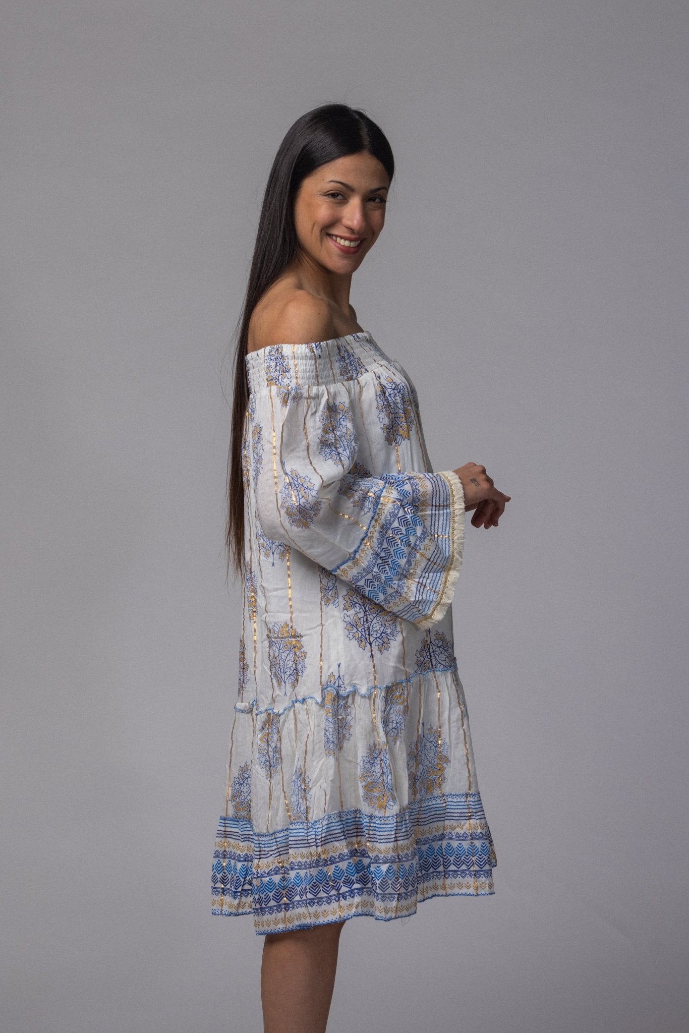 Robe courte été col élastique - La Doudounerie