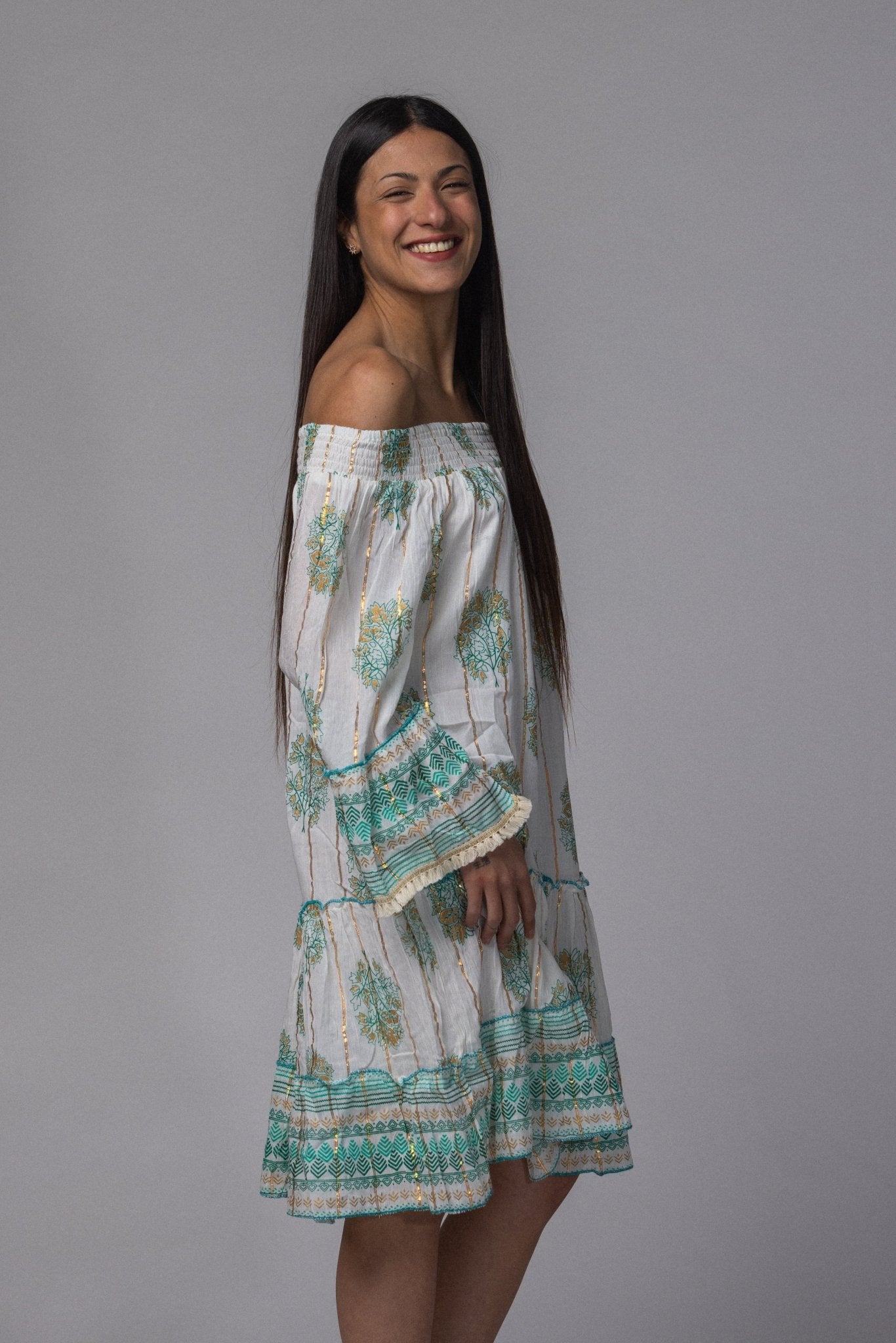 Robe courte été col élastique - La Doudounerie