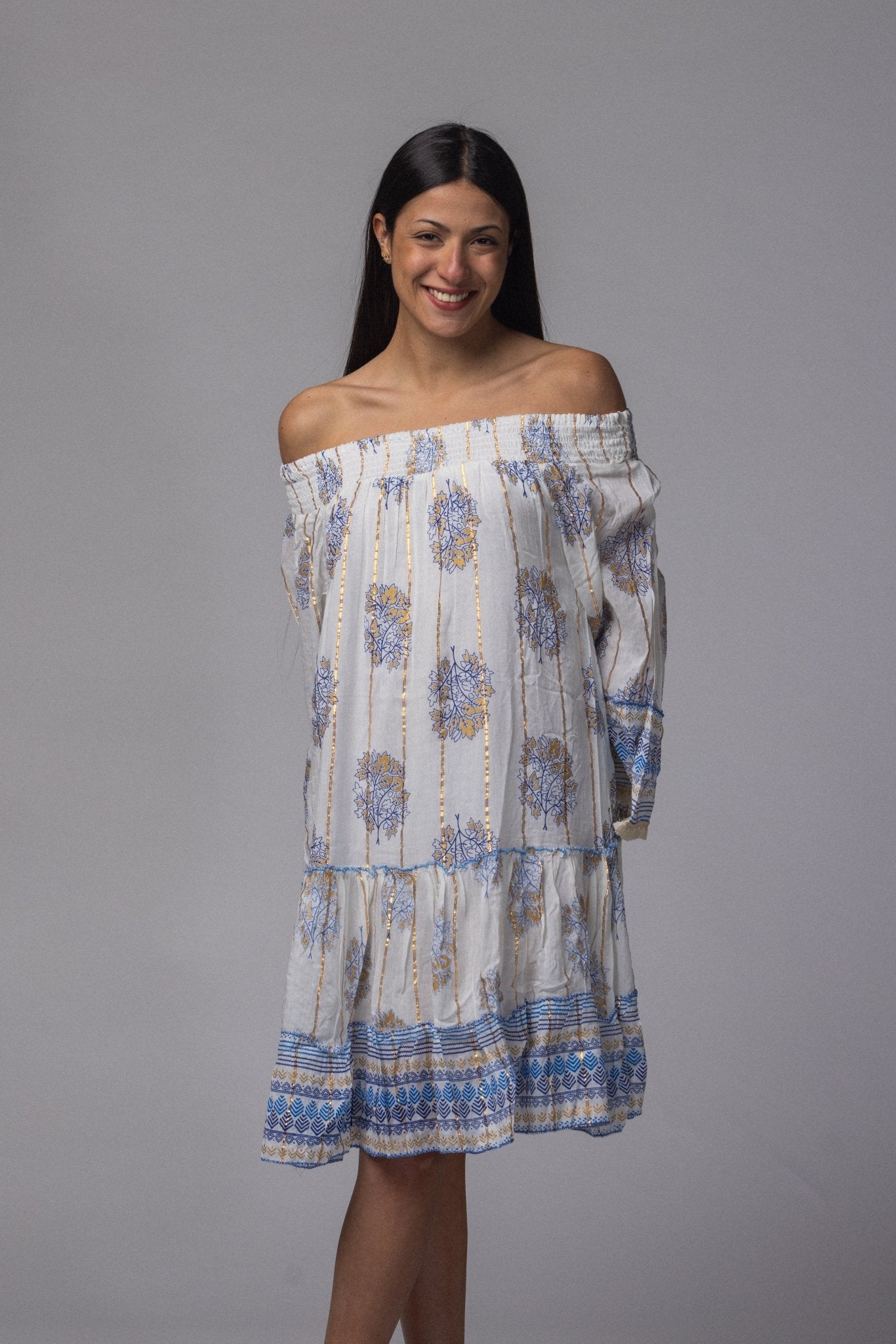 Robe courte été col élastique - La Doudounerie