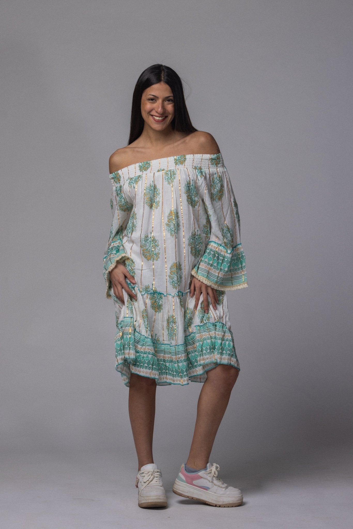 Robe courte été col élastique - La Doudounerie