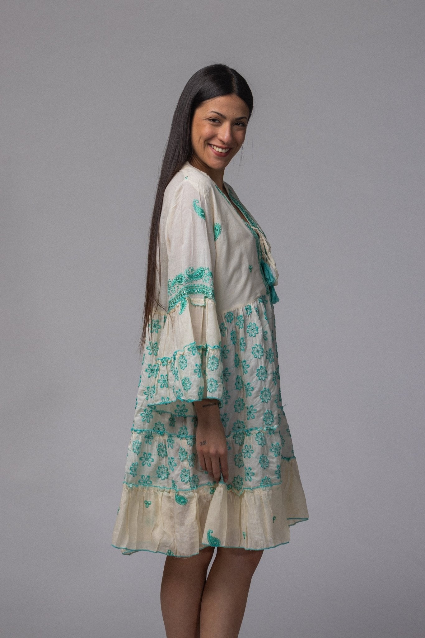 Robe courte motif turquoise - La Doudounerie