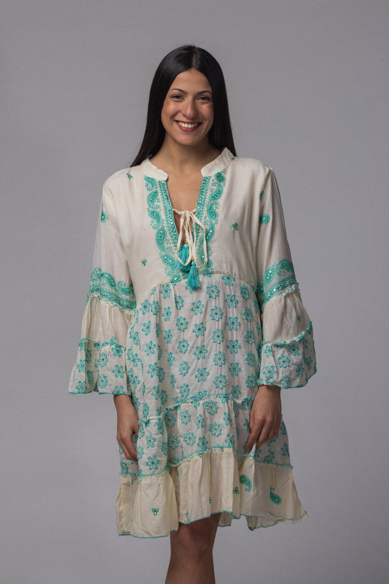 Robe courte motif turquoise - La Doudounerie