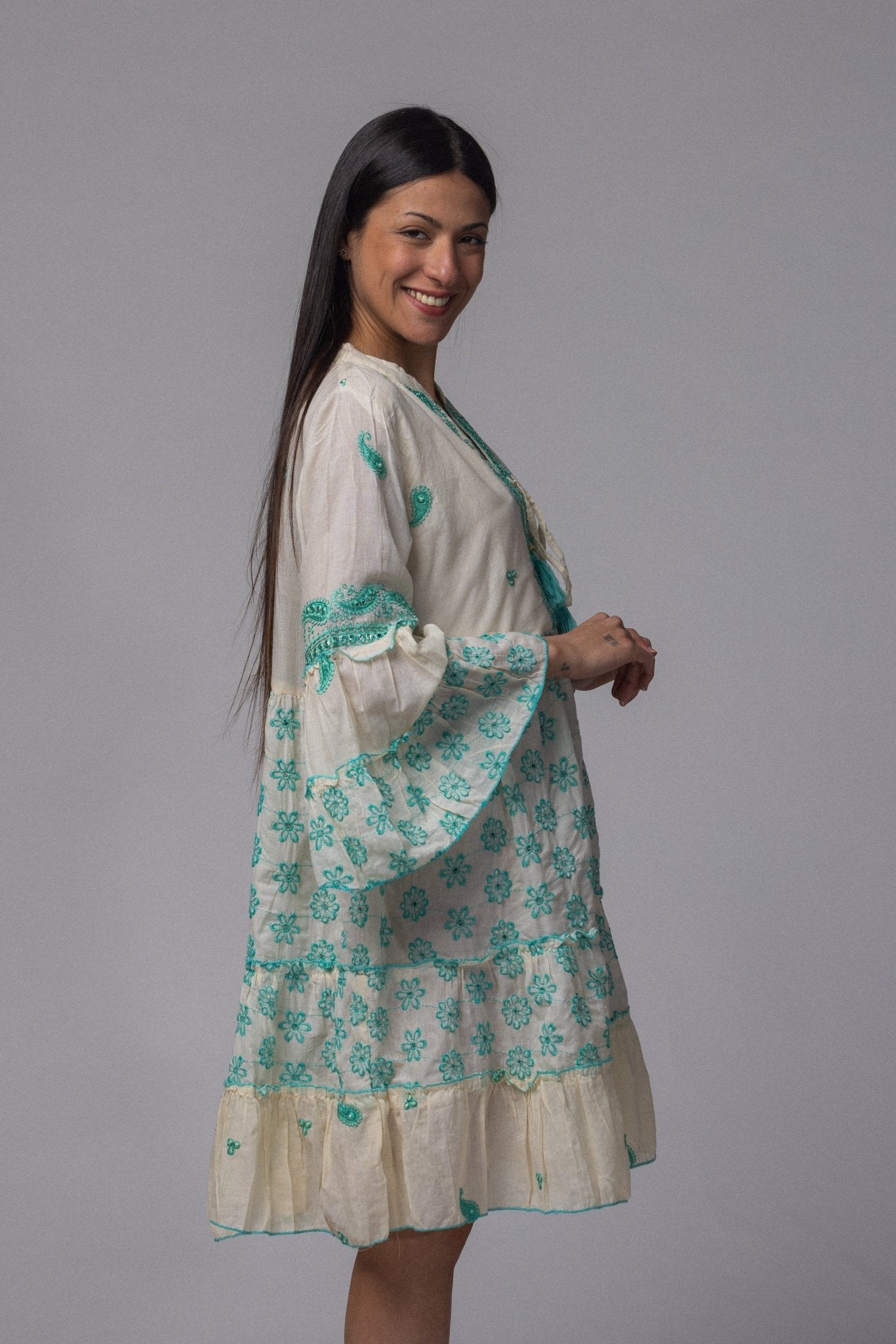 Robe courte motif turquoise - La Doudounerie