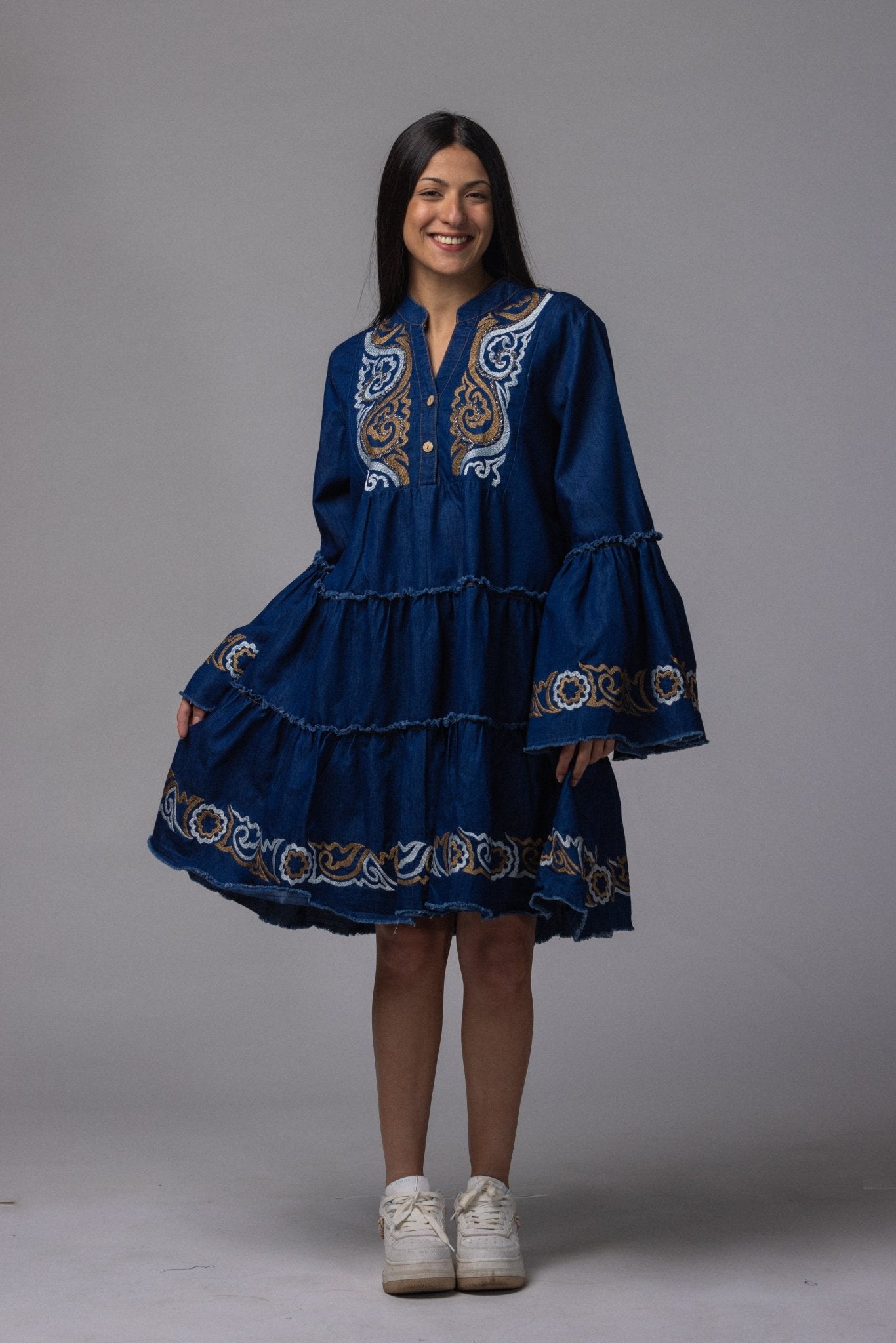 Robe jean brodé - La Doudounerie