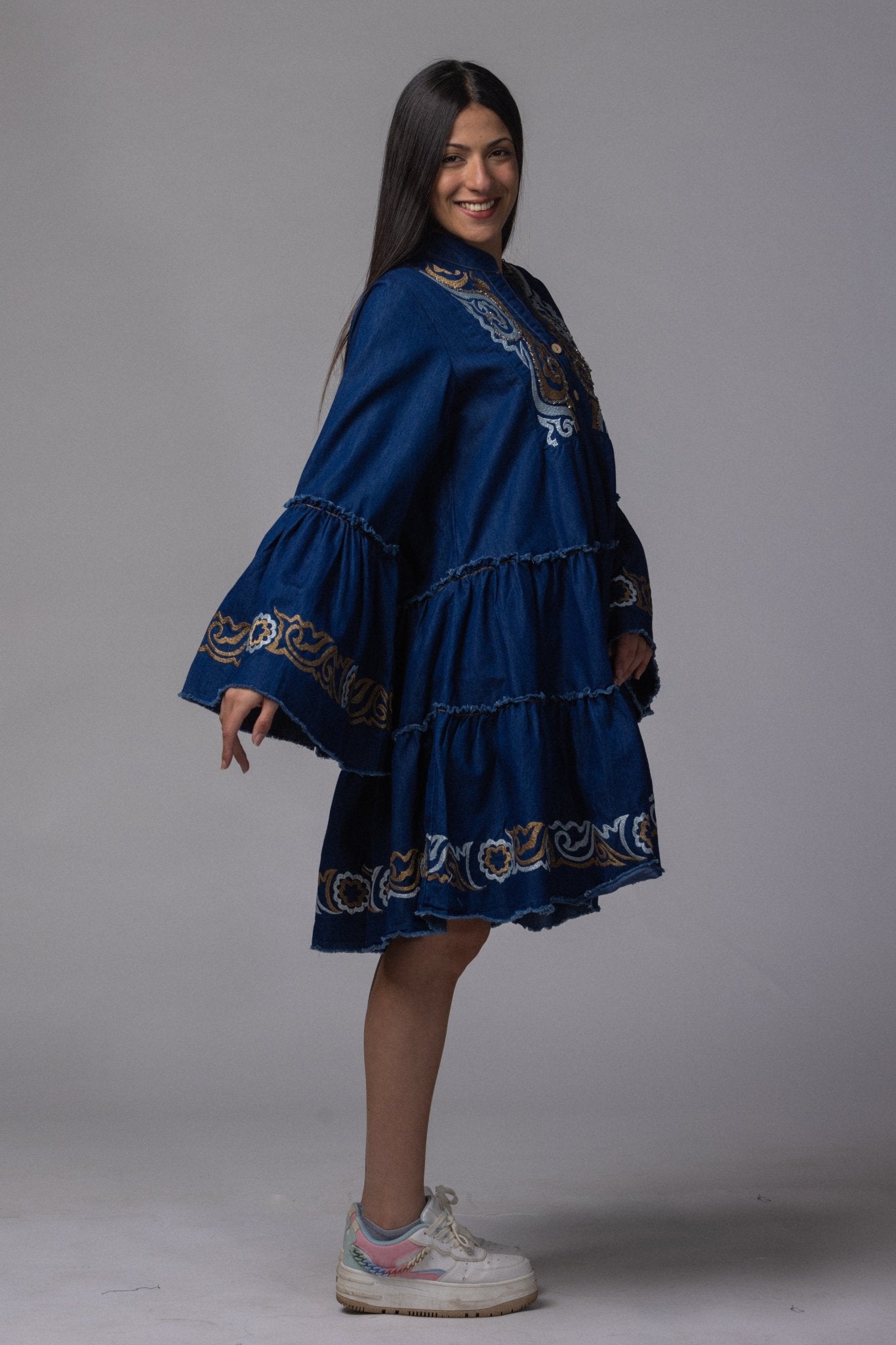 Robe jean brodé - La Doudounerie