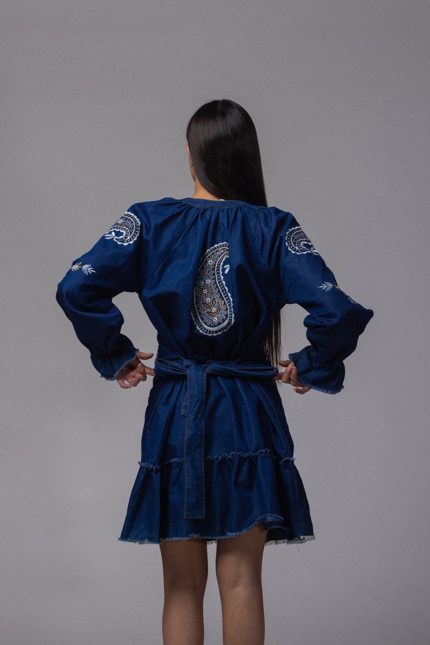 Robe jean brodé courte - La Doudounerie