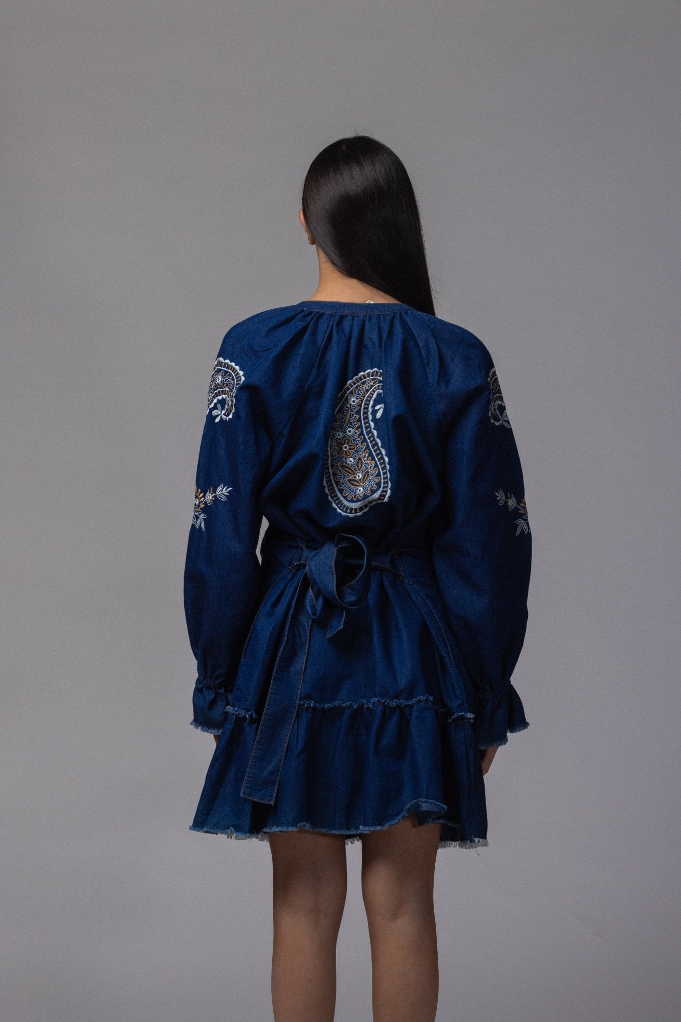 Robe jean brodé courte - La Doudounerie