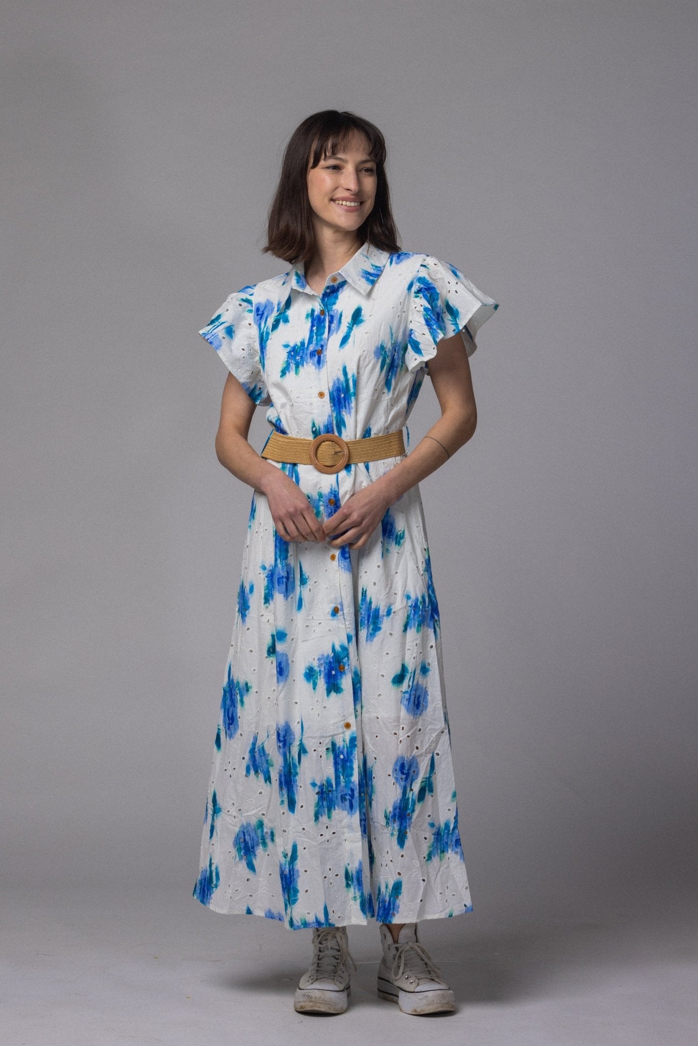 Robe longue avec ceinture - La Doudounerie