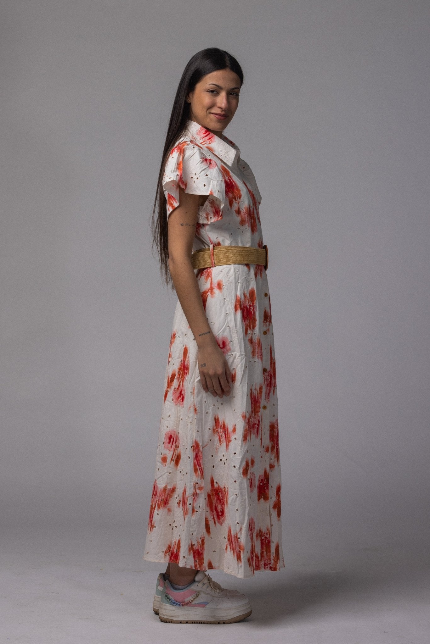 Robe longue avec ceinture - La Doudounerie
