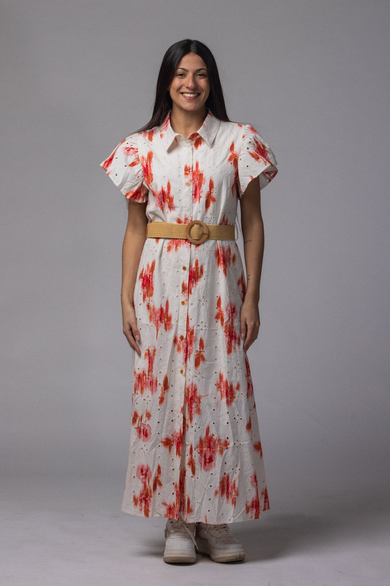 Robe longue avec ceinture - La Doudounerie