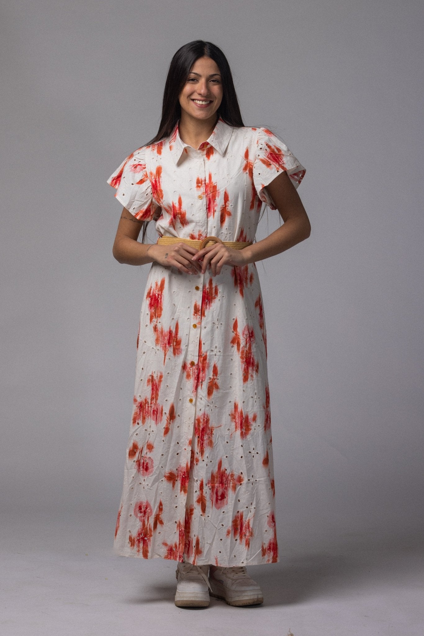 Robe longue avec ceinture - La Doudounerie