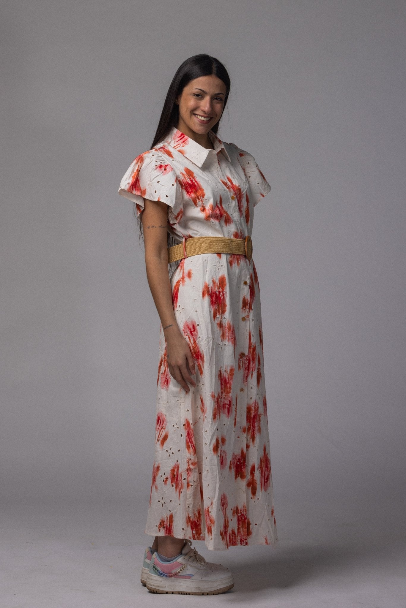 Robe longue avec ceinture - La Doudounerie
