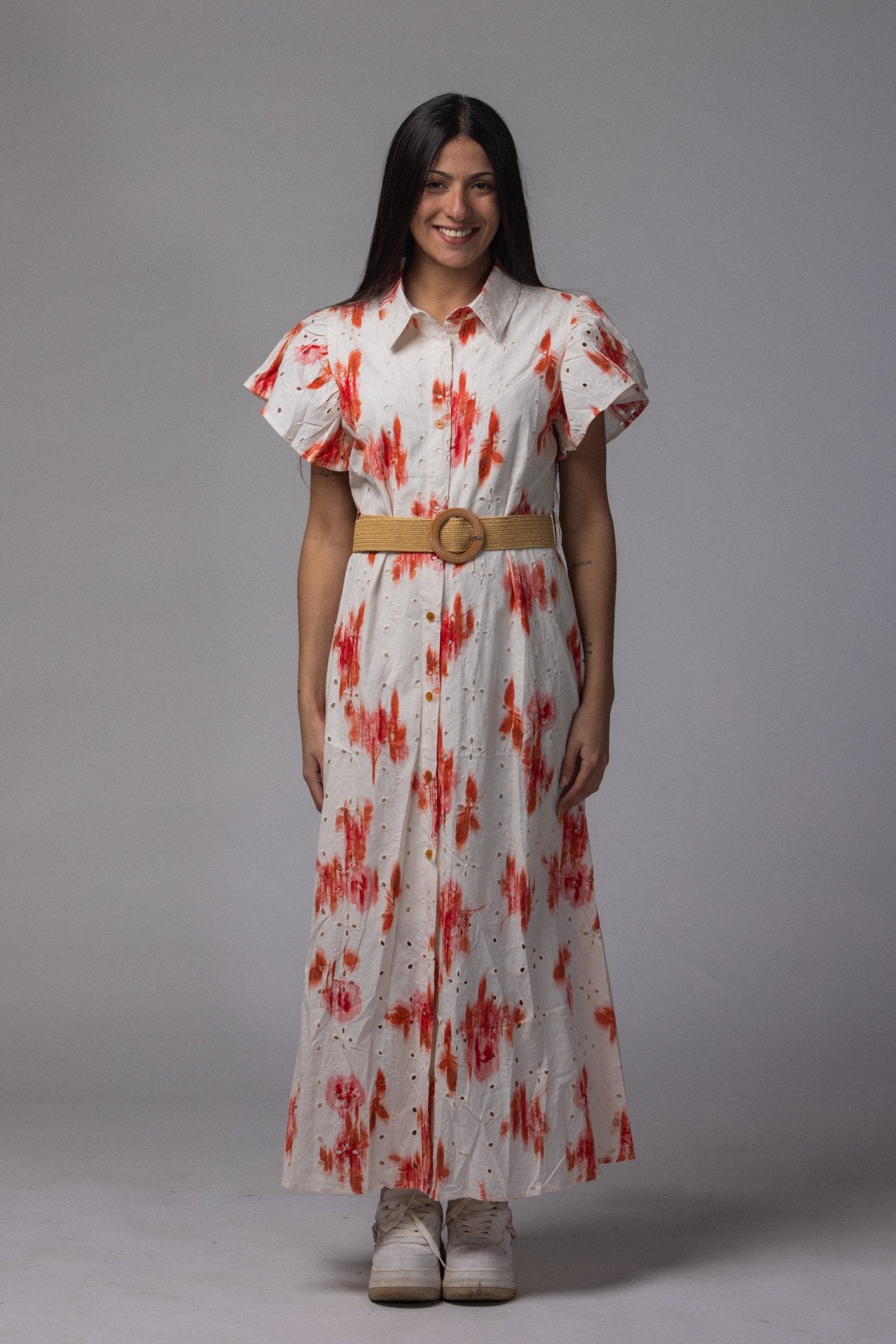 Robe longue avec ceinture - La Doudounerie