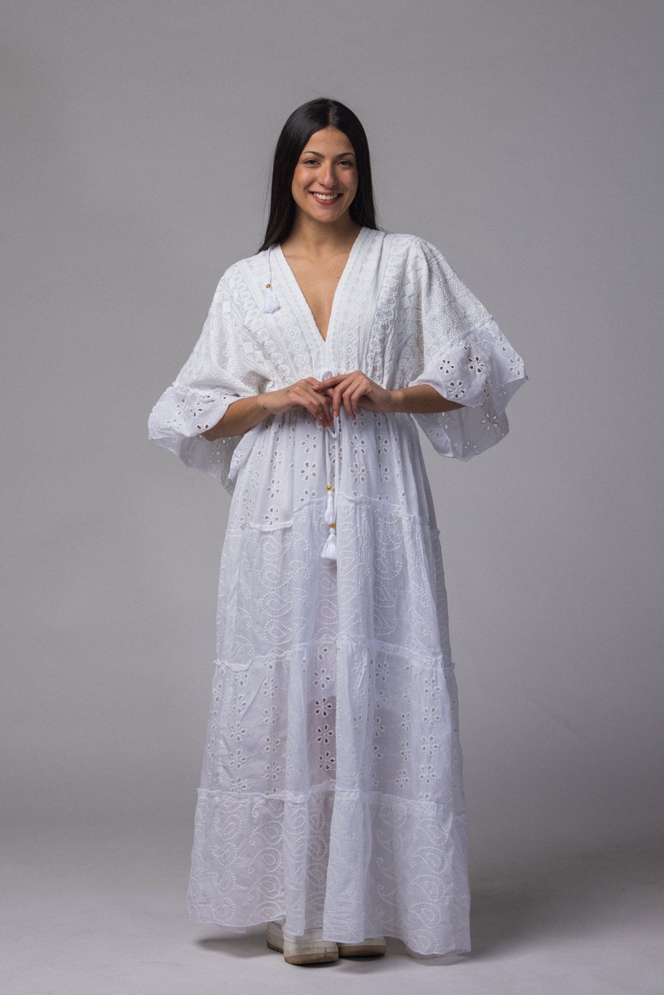 Robe longue brodé blanc - La Doudounerie