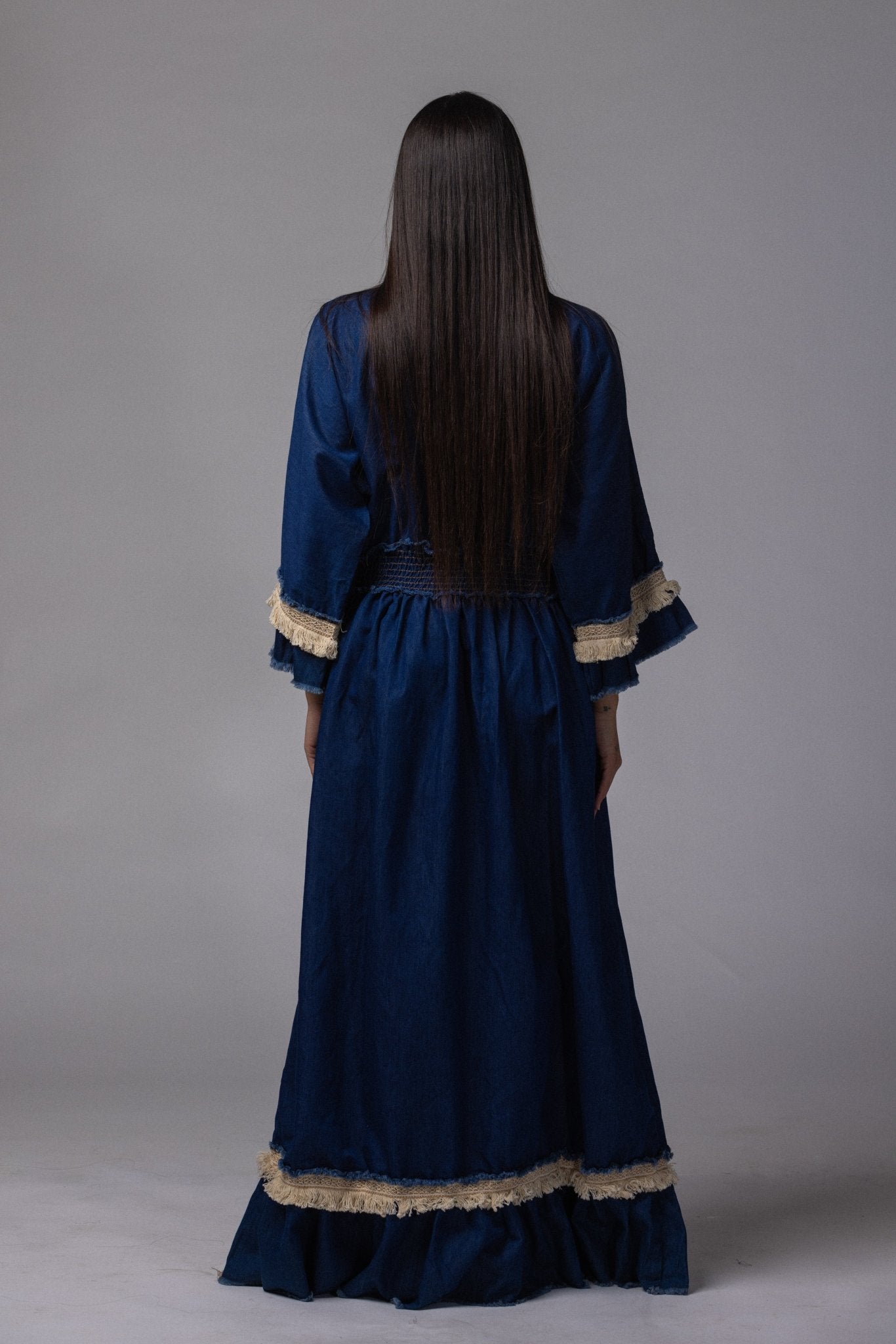 Robe longue jeans brodé - La Doudounerie