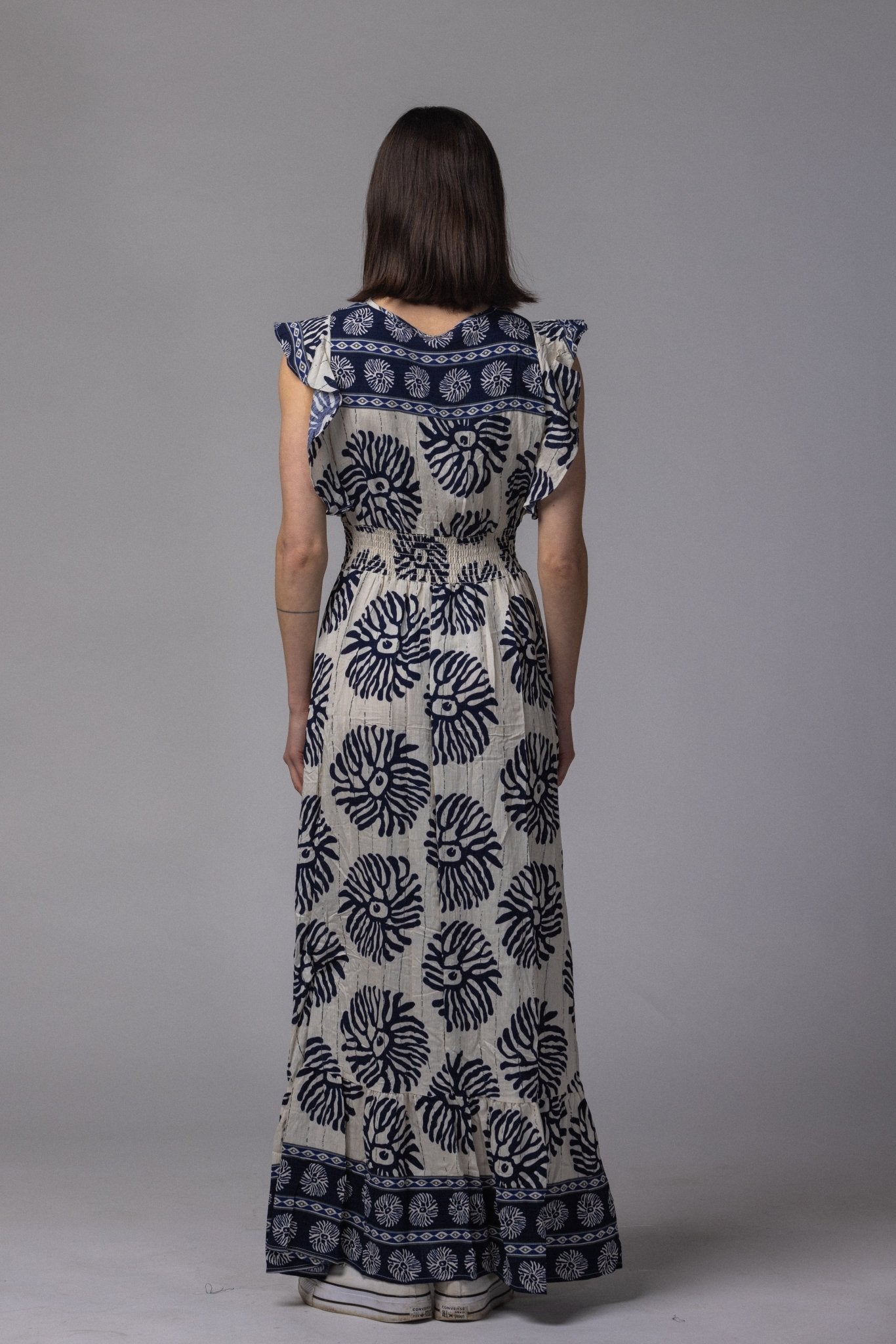 Robe longue motif fleur - La Doudounerie
