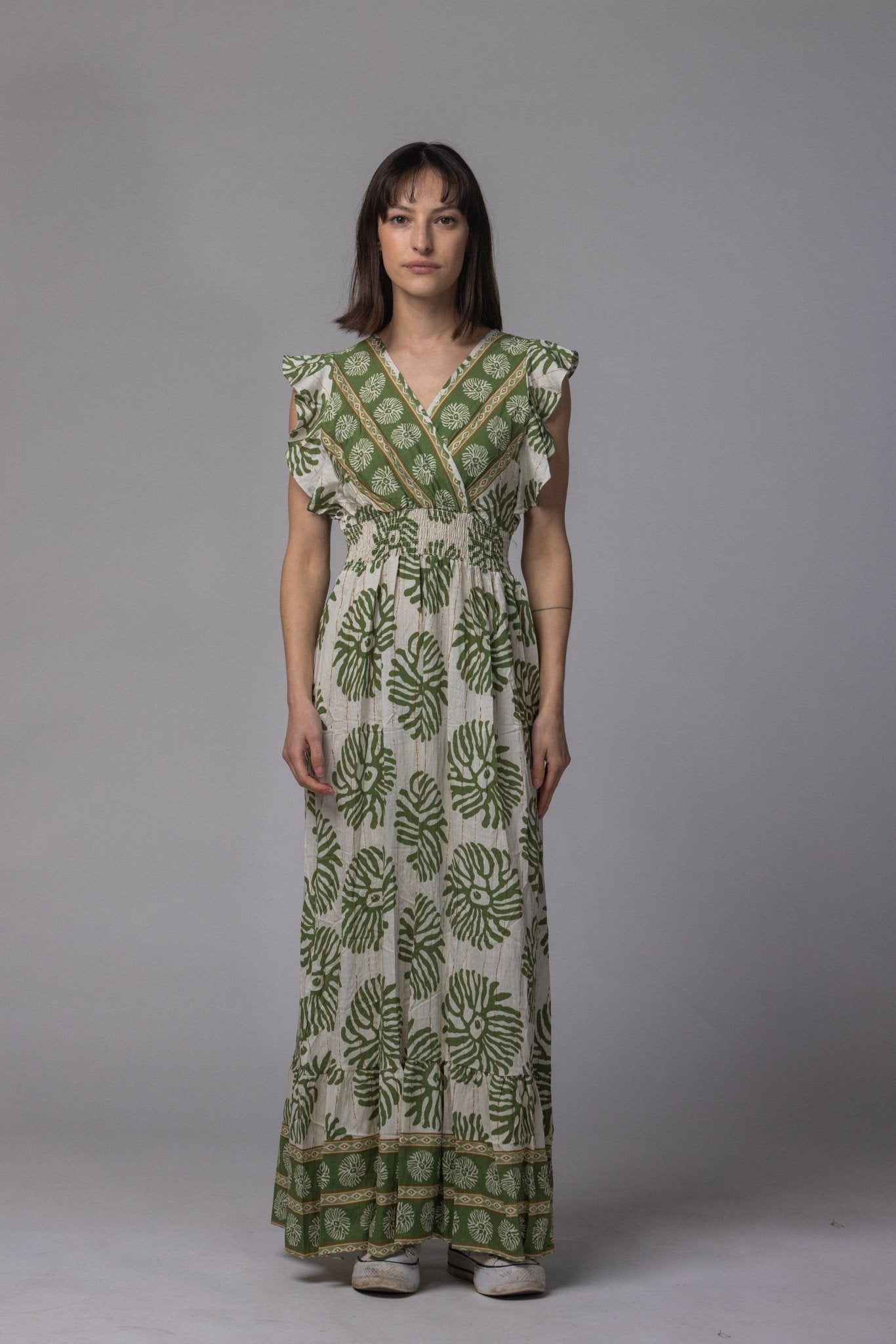 Robe longue motif fleur - La Doudounerie