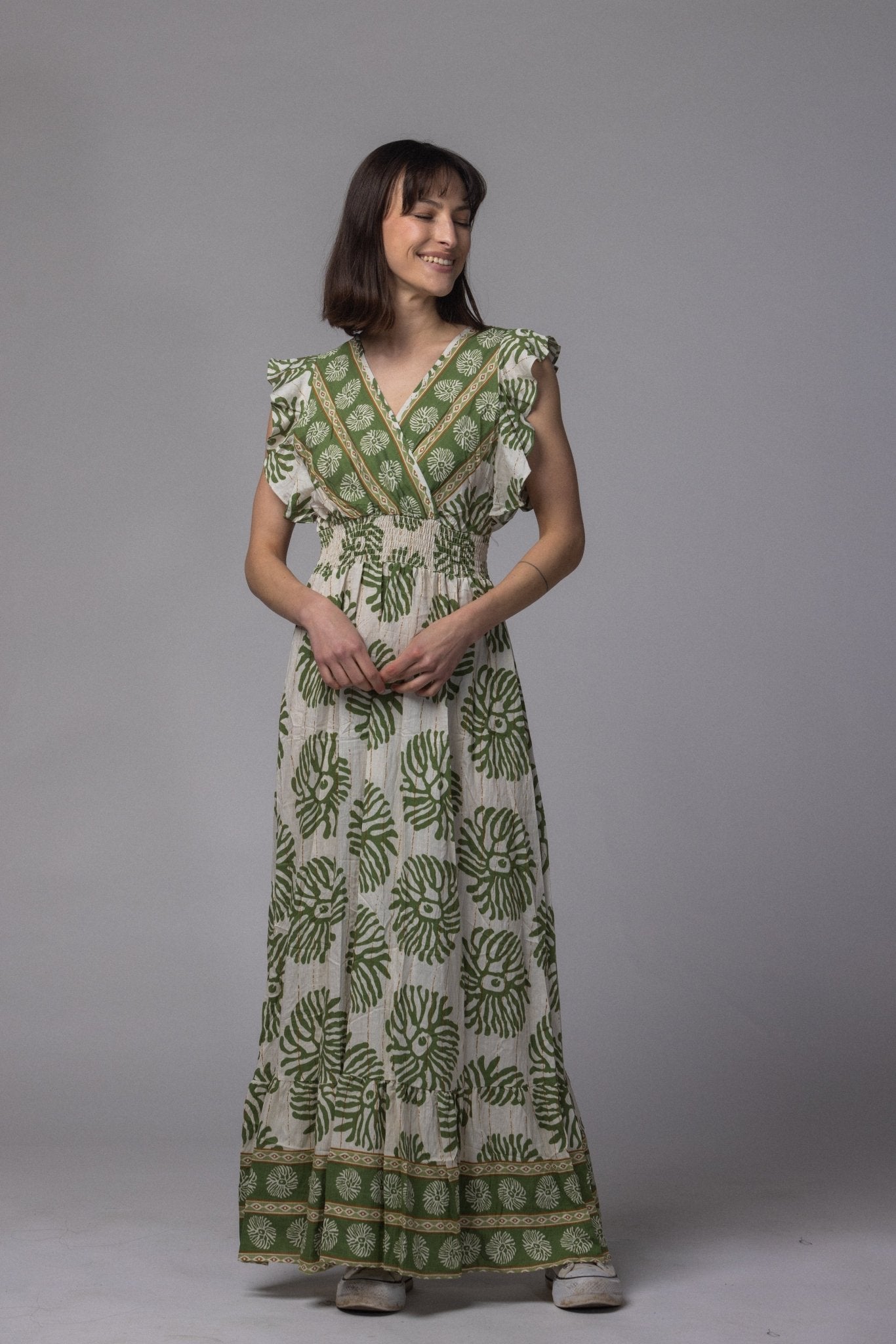 Robe longue motif fleur - La Doudounerie