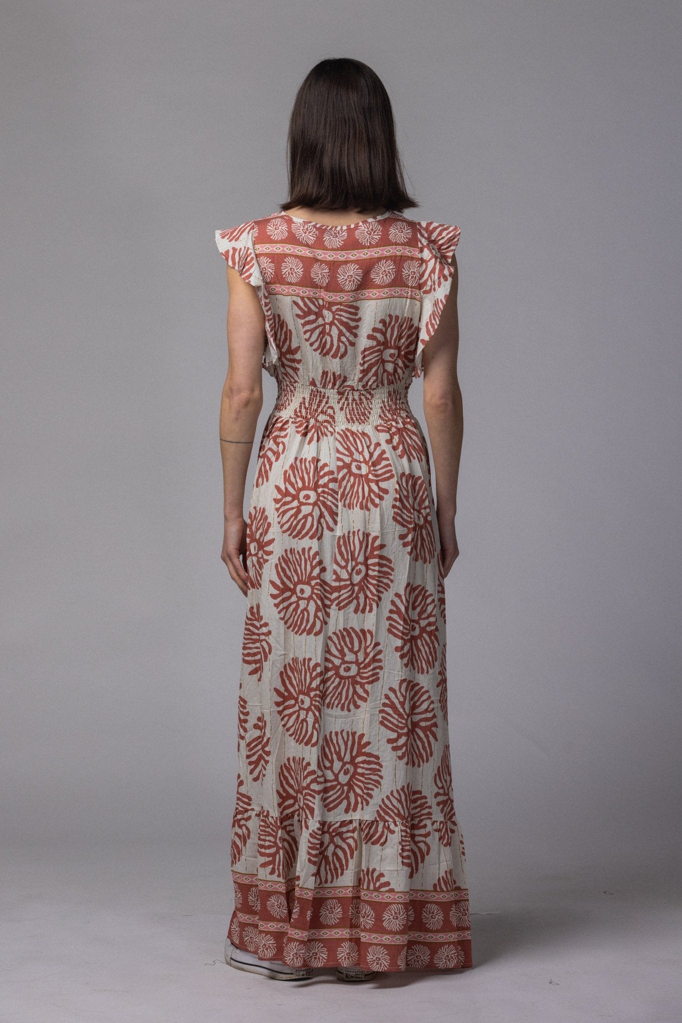 Robe longue motif fleur - La Doudounerie