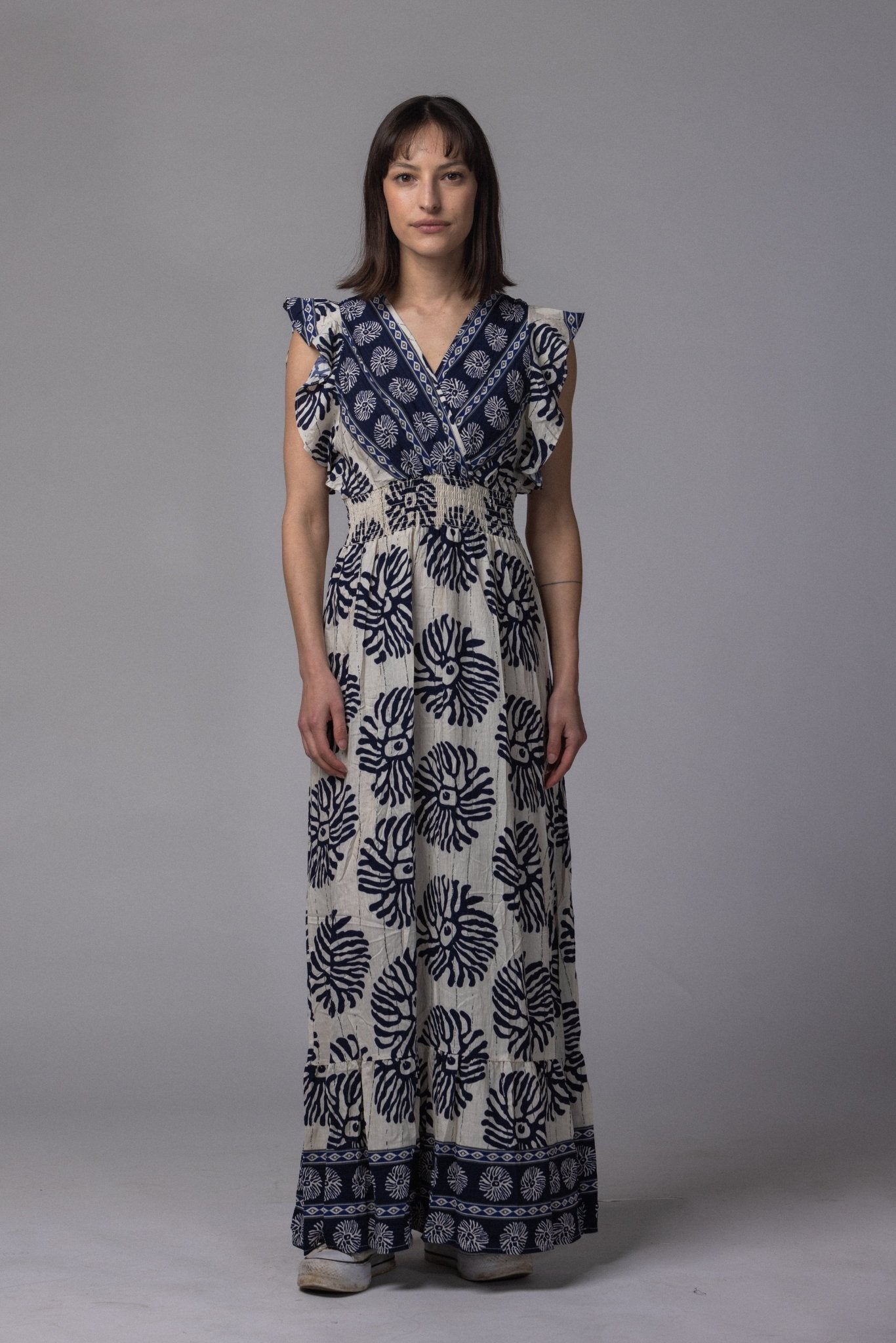 Robe longue motif fleur - La Doudounerie