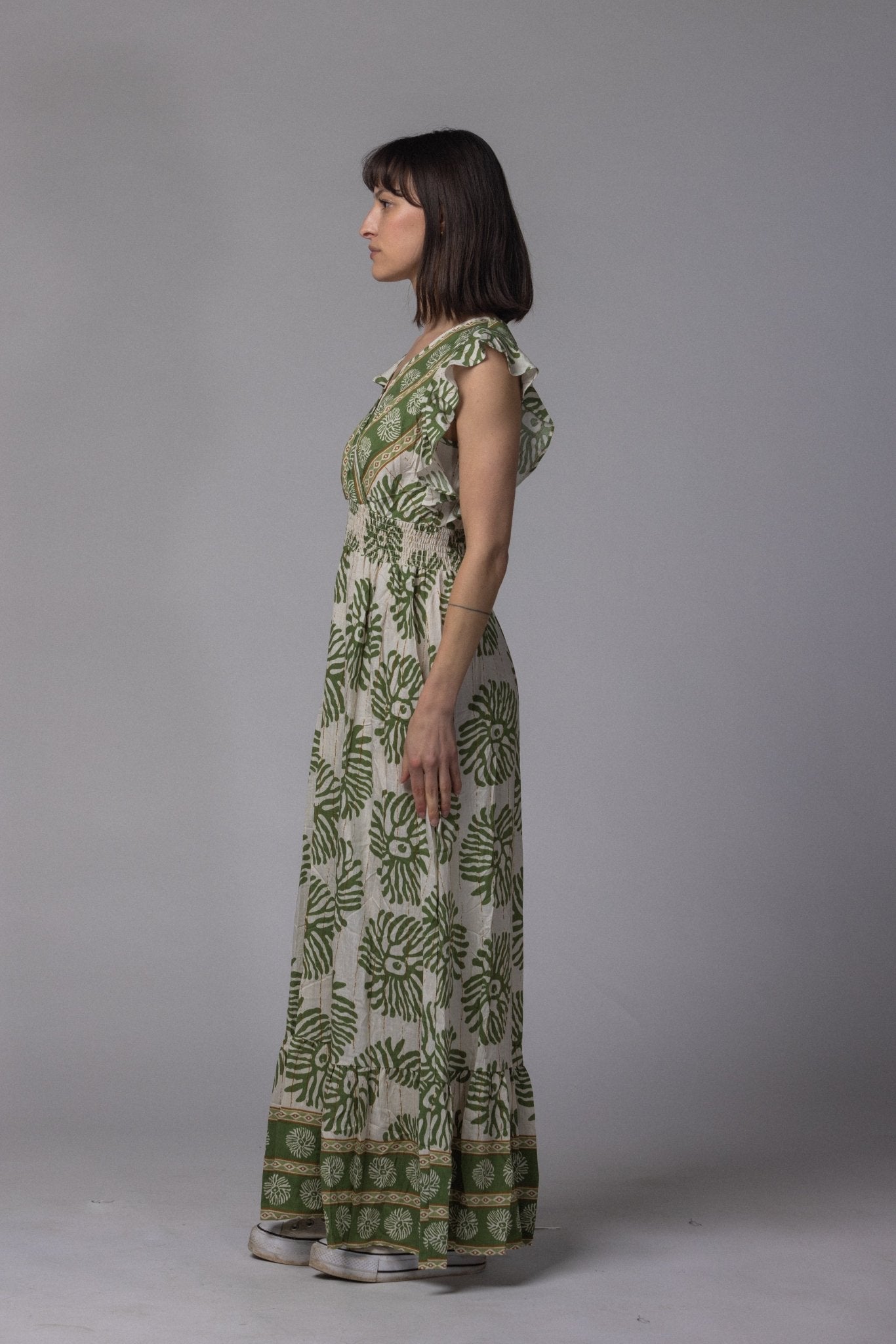 Robe longue motif fleur - La Doudounerie