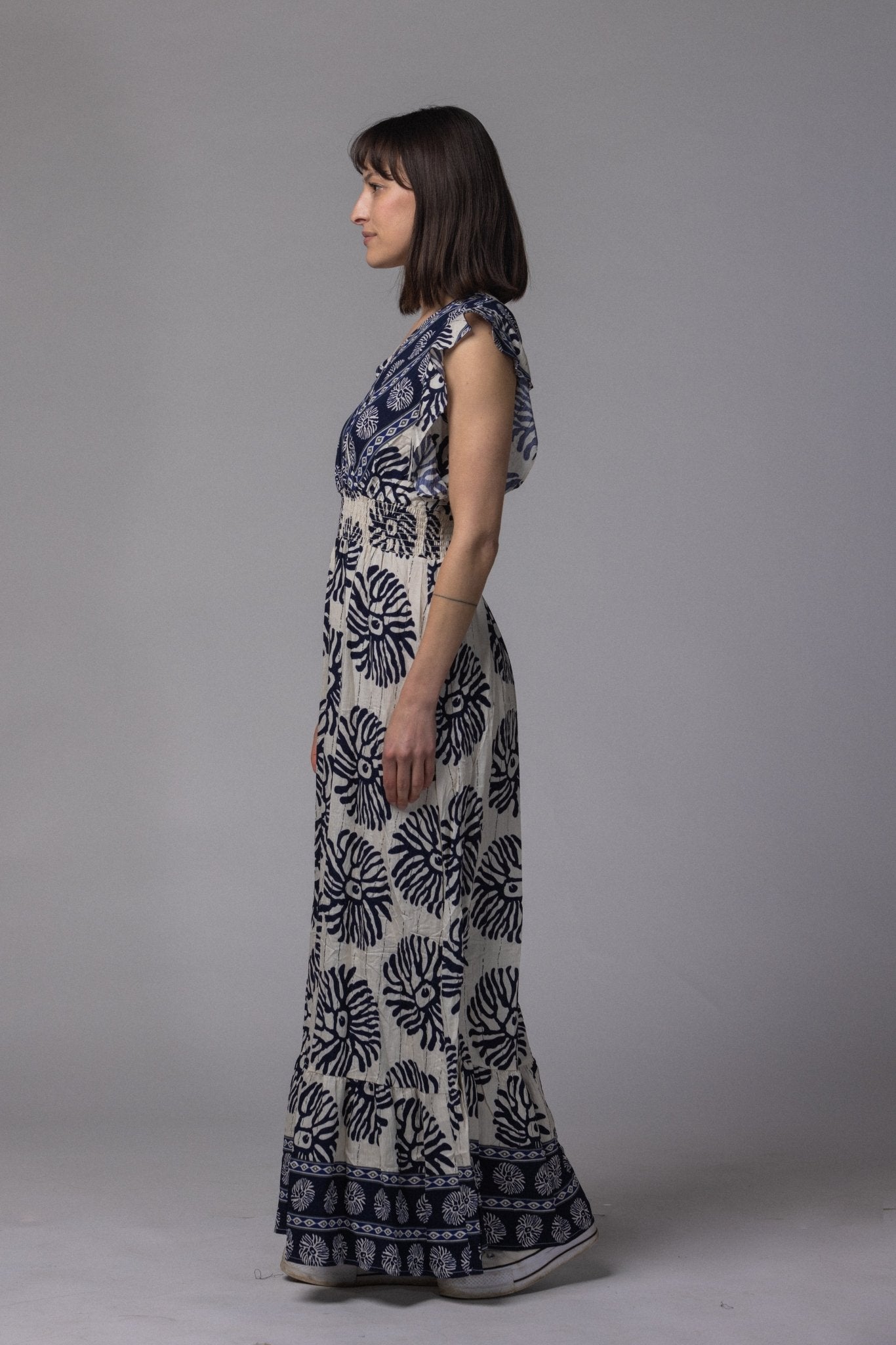 Robe longue motif fleur - La Doudounerie