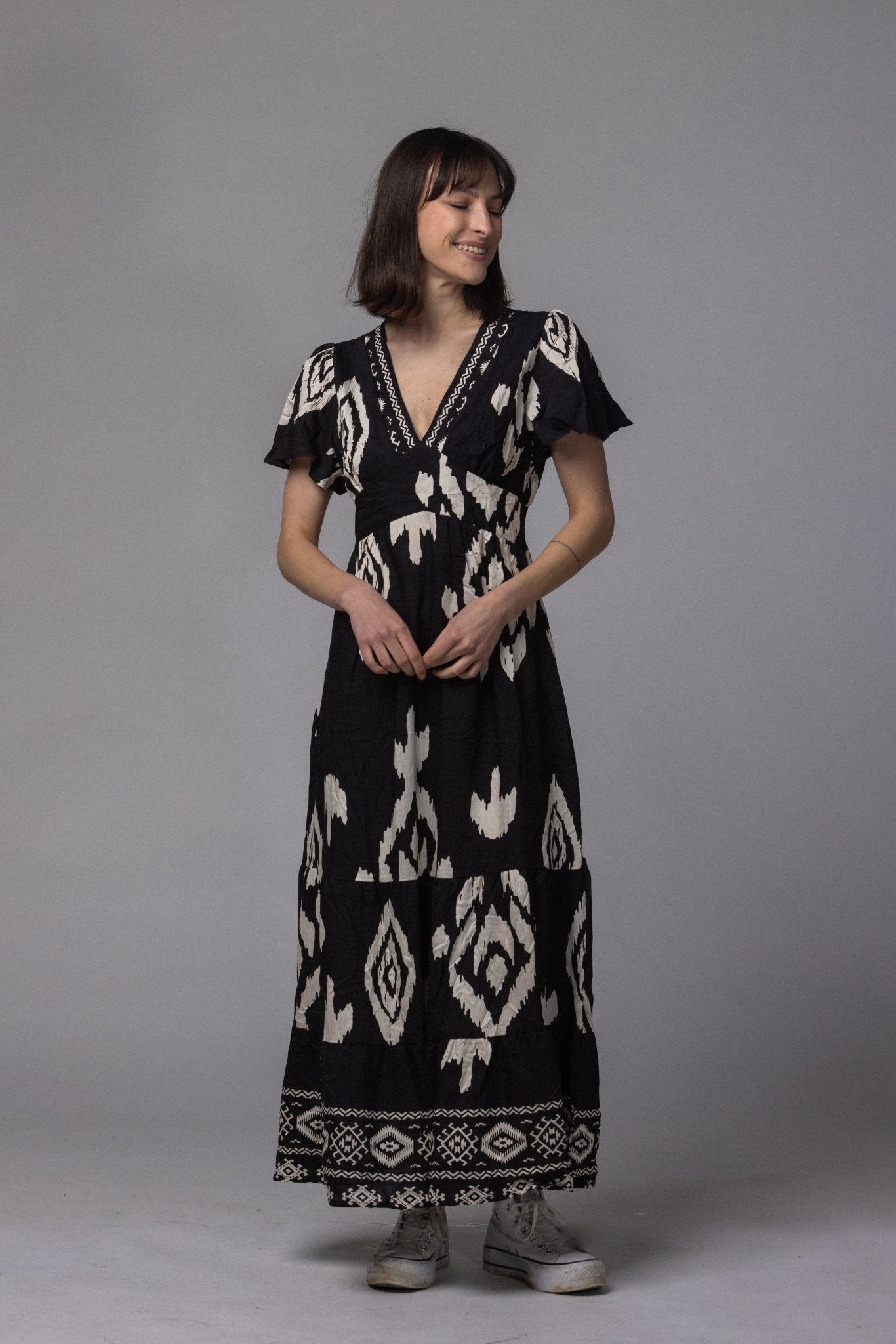 Robe patch col V - La Doudounerie