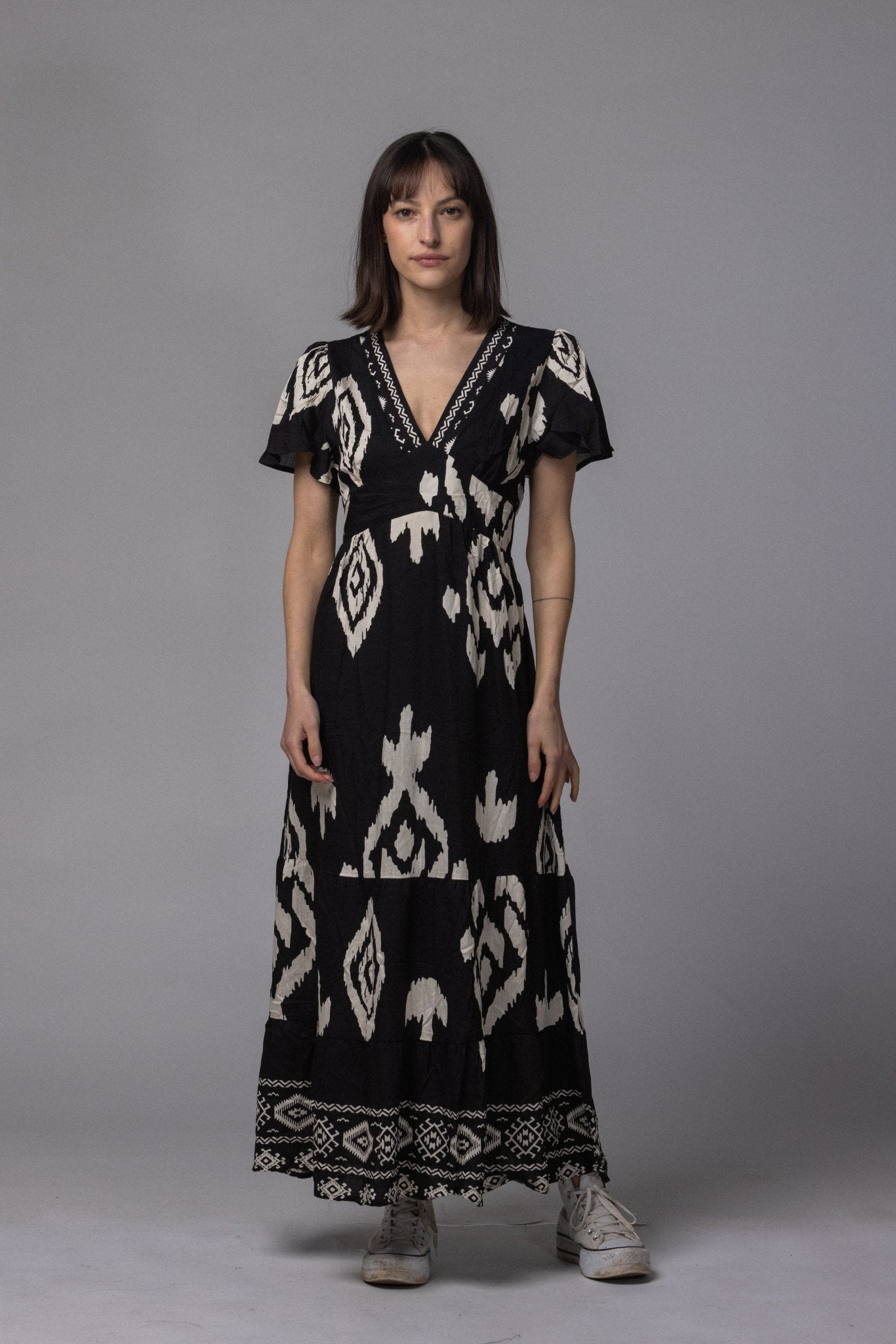 Robe patch col V - La Doudounerie