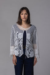 Dentelle blanc gilet - La Doudounerie