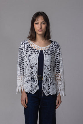 Dentelle blanc gilet - La Doudounerie