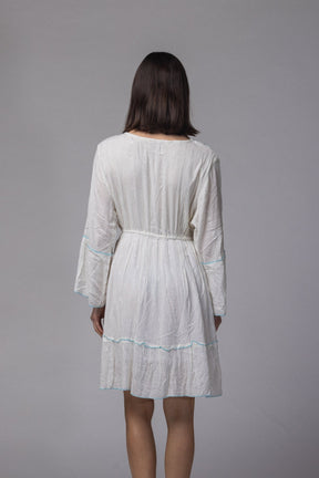 Robe courte été col brodé - La Doudounerie
