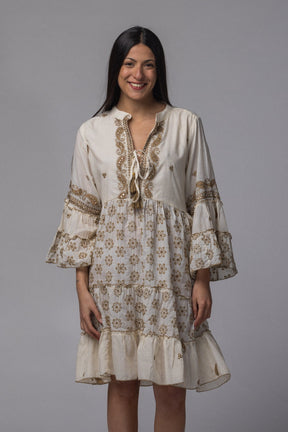 Robe courte motif doré - La Doudounerie