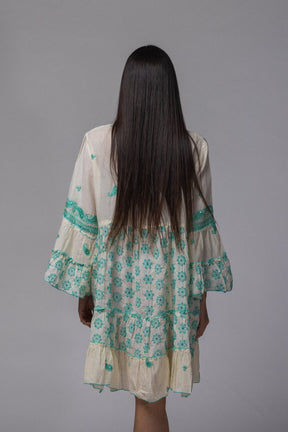 Robe courte motif turquoise - La Doudounerie