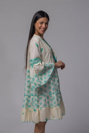 Robe courte motif turquoise - La Doudounerie
