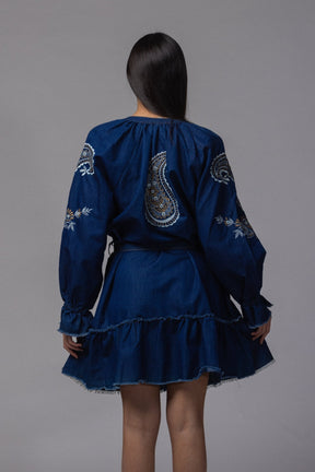Robe jean brodé courte - La Doudounerie