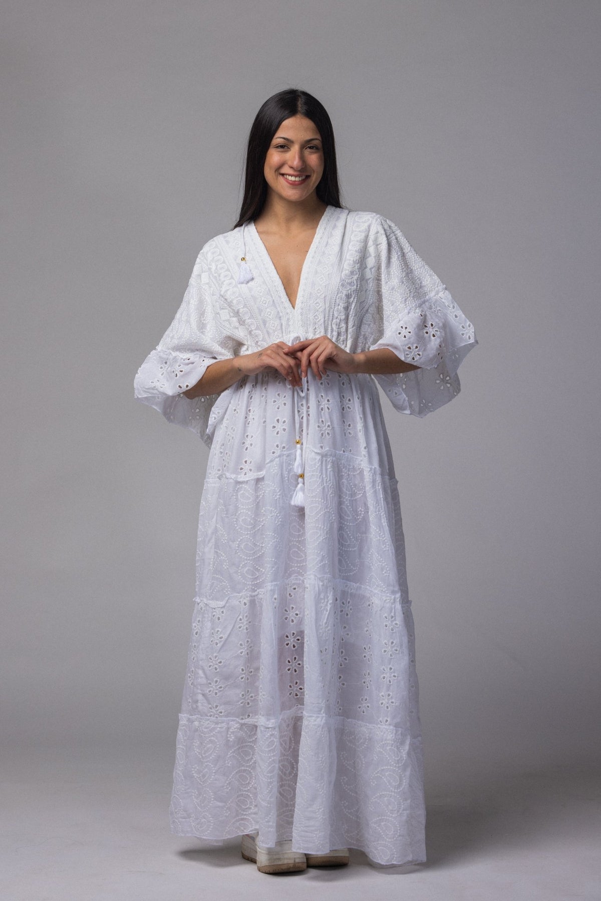 Robe longue brodé blanc - La Doudounerie
