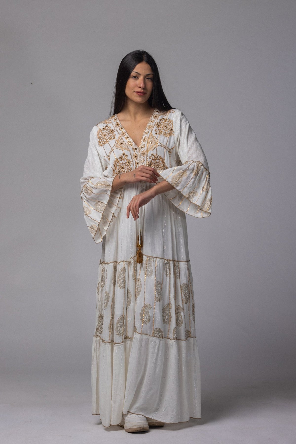 Robe longue brodé doré - La Doudounerie
