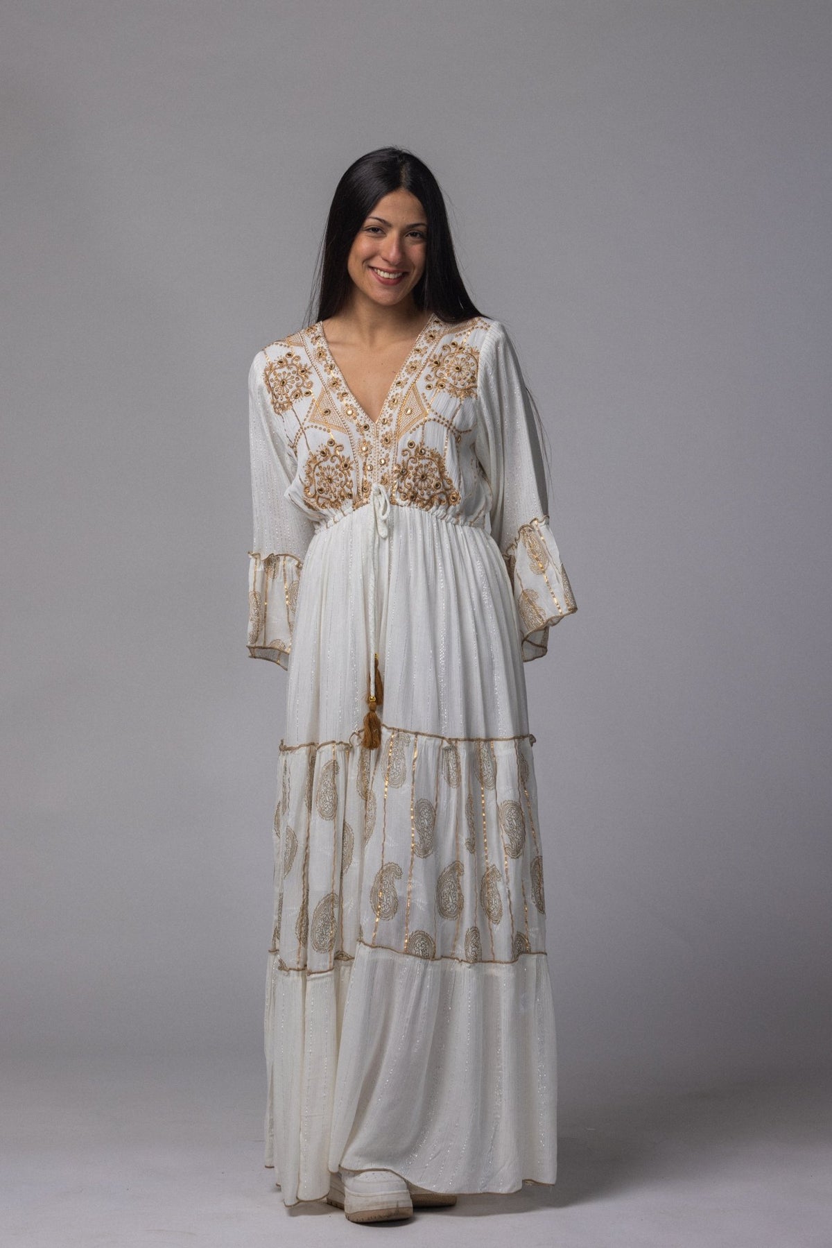 Robe longue brodé doré - La Doudounerie