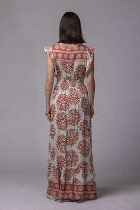 Robe longue motif fleur - La Doudounerie