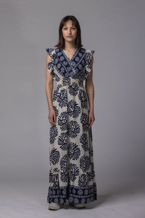 Robe longue motif fleur - La Doudounerie