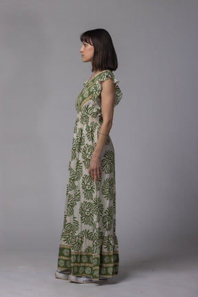 Robe longue motif fleur - La Doudounerie