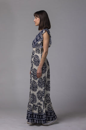 Robe longue motif fleur - La Doudounerie